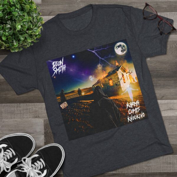 "Karma Comes Knocking" Unisex Tri-Blend Crew Tee - Image 11